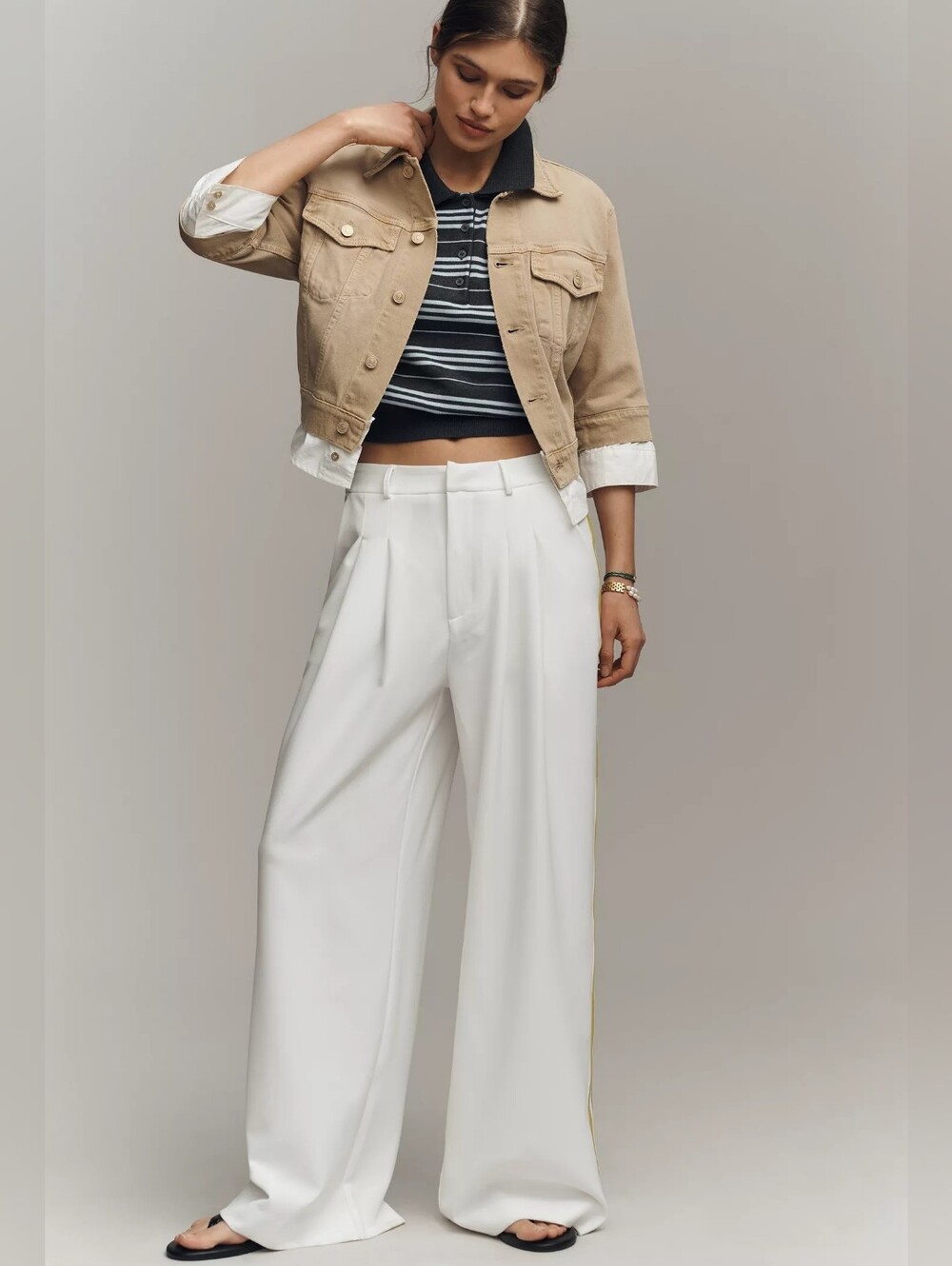 Maeve Avery Knit Wide Leg Pleated Track Pants Size XS NWT